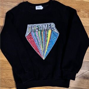 Lola + The Boys Black Dreamer Rainbow Sweatshirt